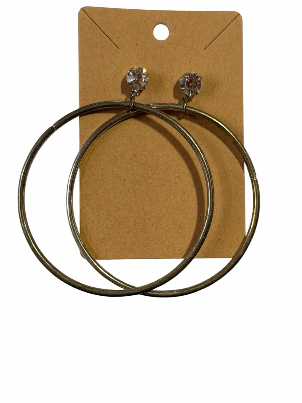 Gold Crystal Stud Hoop Earrings Large Round Dangle Drop Post Back Jewelry